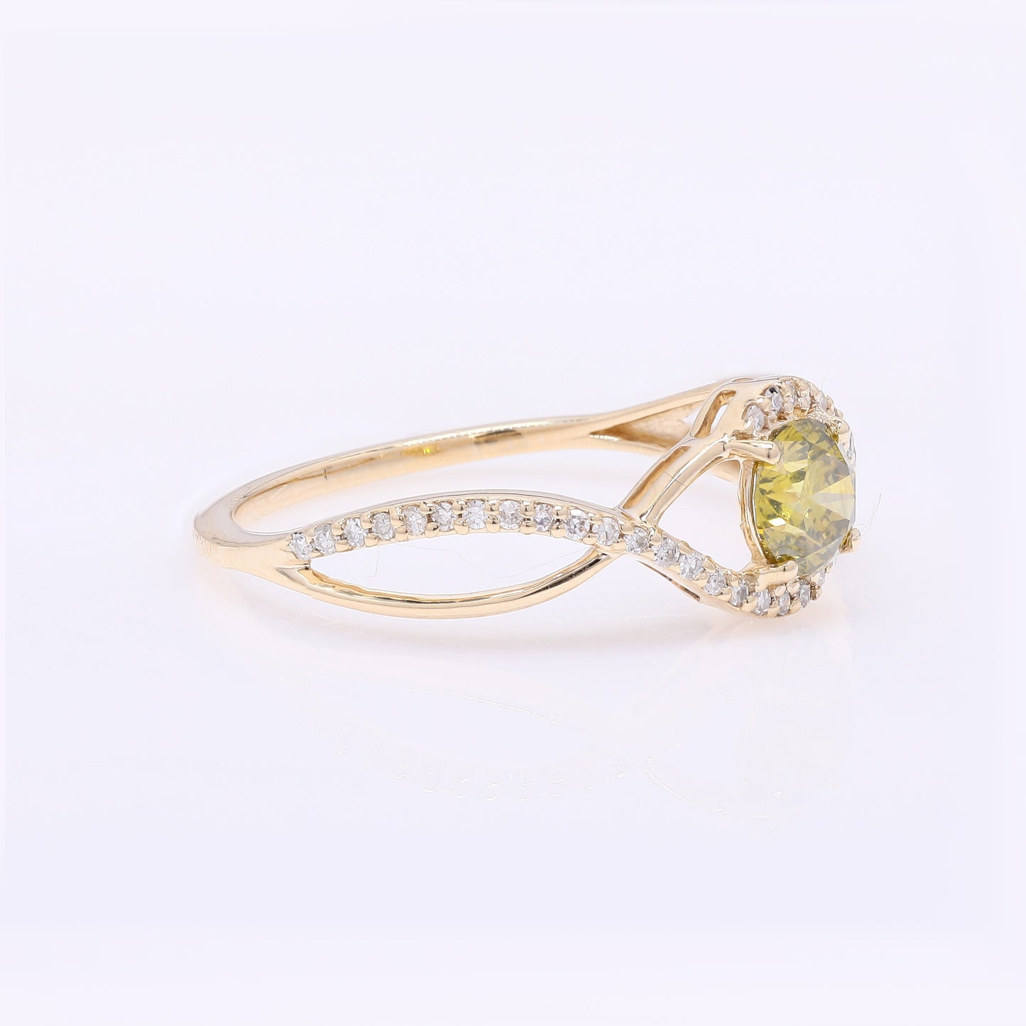 0.61 Ct Round Yellow Diamond 14K Gold Ring
