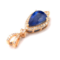 1.63 Ct Pear Mixed Cut Natural Sapphire 14K Gold Pendant