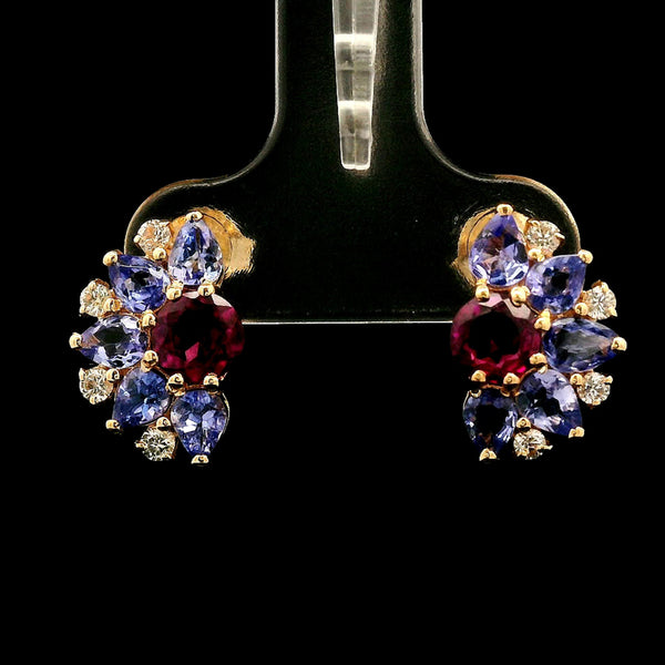 2.43 Ct Round Tourmaline 14K Gold Earrings