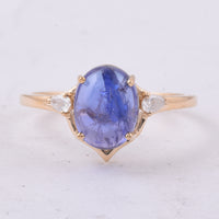 2.75 Ct Oval Cabochon Cut Natural Tanzanite 14K Gold Ring