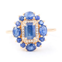 2.48 Ct Octagon Sapphire 14K Gold Ring