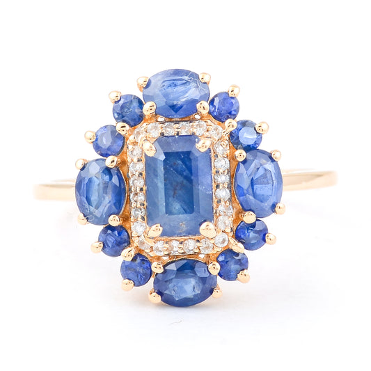 2.48 Ct Octagon Sapphire 14K Gold Ring