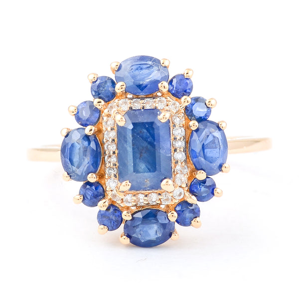2.48 Ct Octagon Sapphire 14K Gold Ring