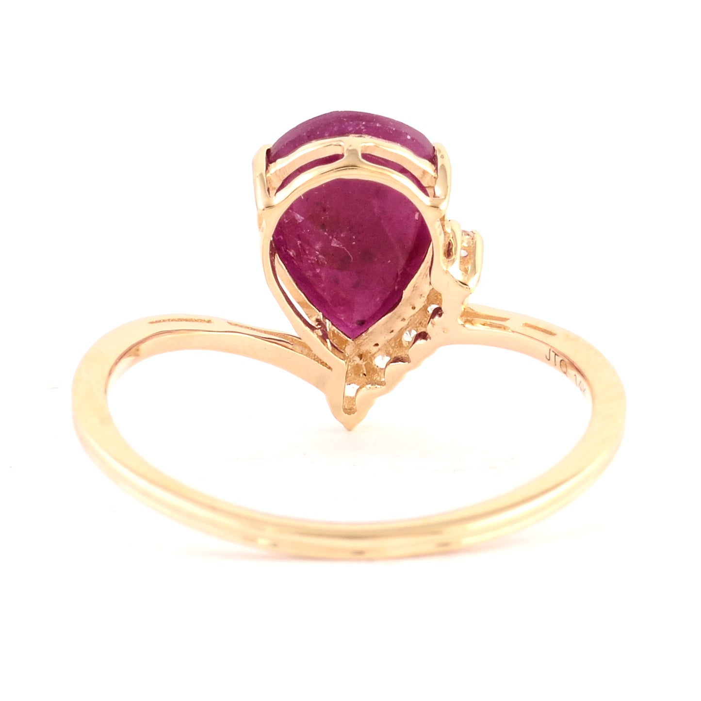 1.71 Ct Pear Ruby 14K Gold Ring