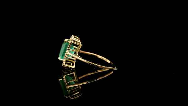3.37 Ct Octagon Natural Emerald 14K Gold Ring