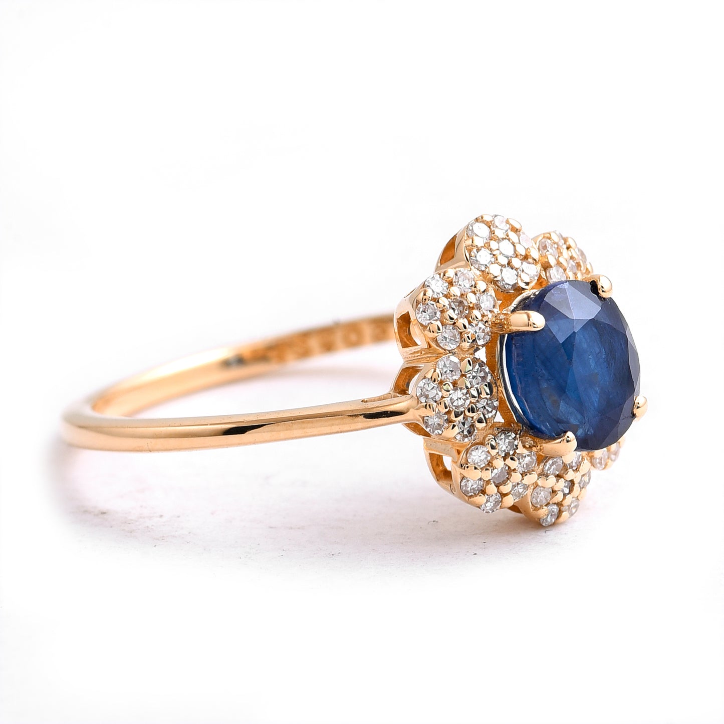 1.46 Ct Oval Mixed Cut Natural Sapphire 14K Gold Ring