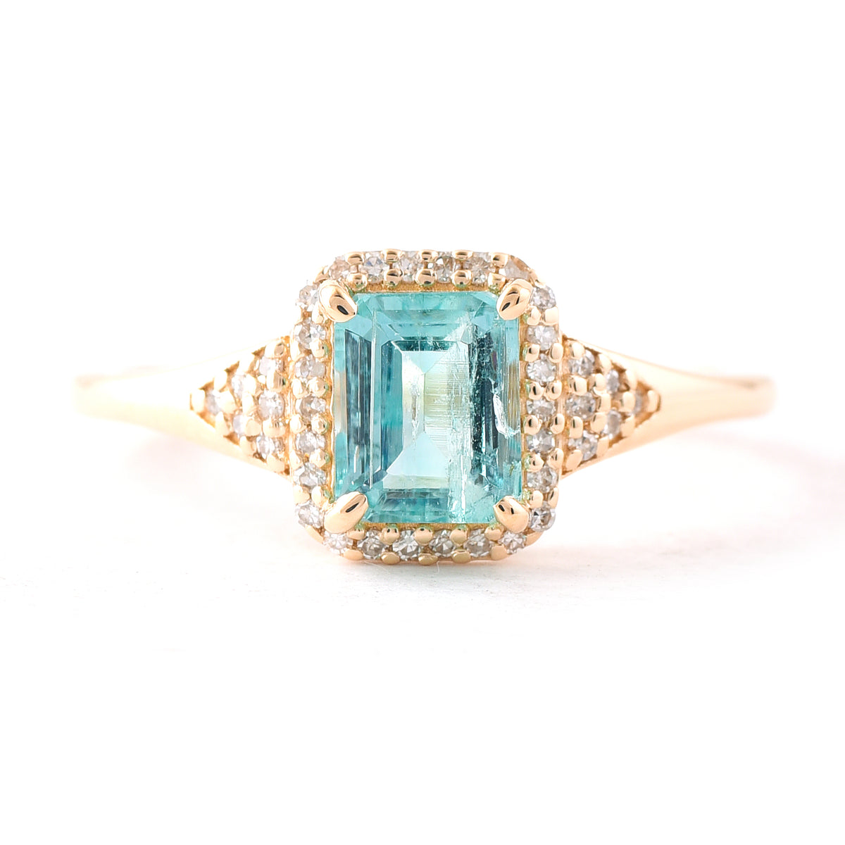 1.01 Ct Octagon Step Cut Natural Emerald 14K Gold Ring