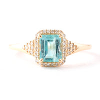 1.01 Ct Octagon Step Cut Natural Emerald 14K Gold Ring