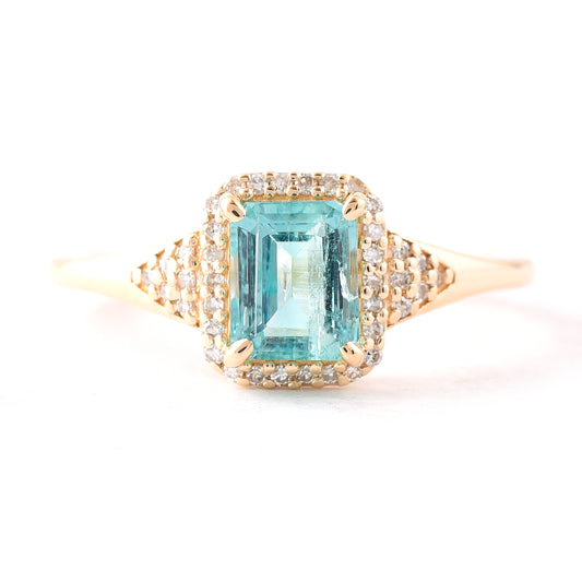1.01 Ct Octagon Step Cut Natural Emerald 14K Gold Ring