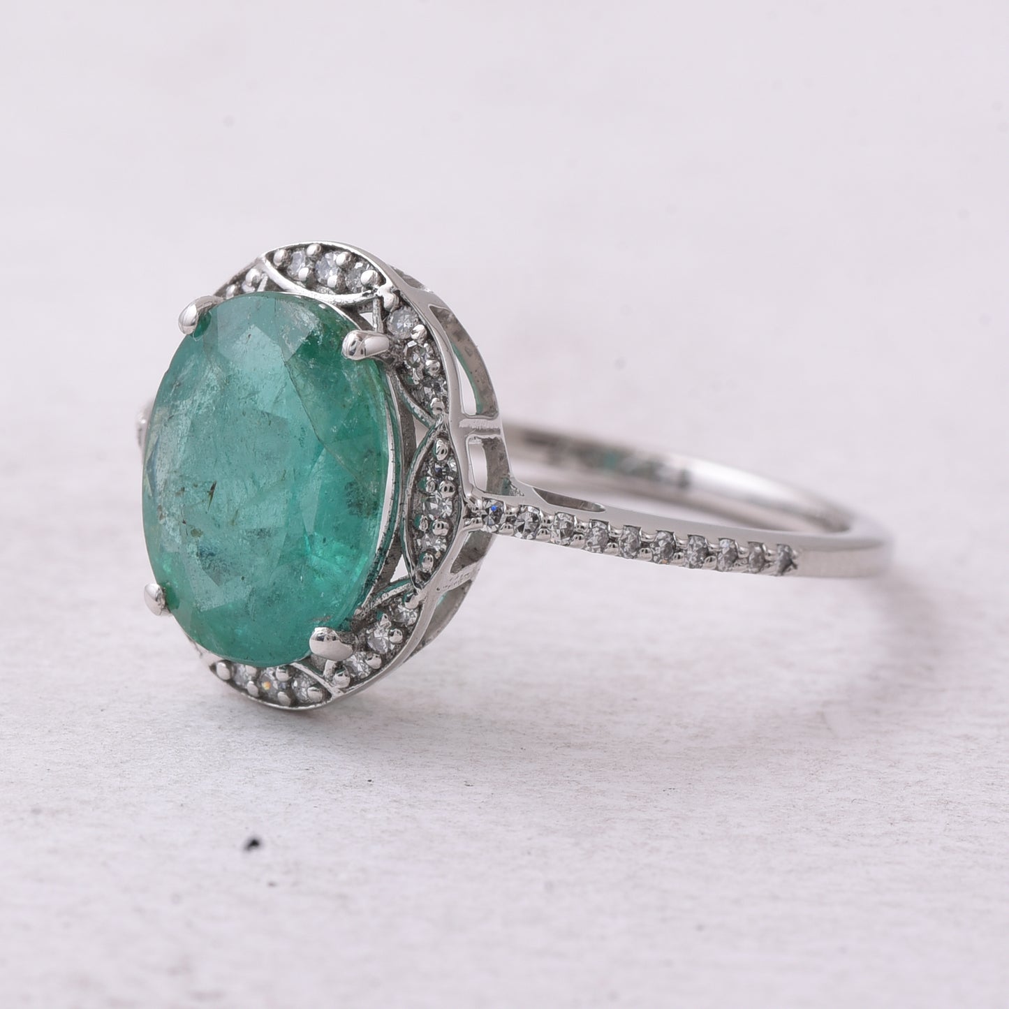 2.41 Ct Oval Mixed Cut Natural Emerald 950 Platinum Ring