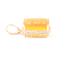 3.07 Ct Cushion Br.Fire Opal 9K Gold Pendant
