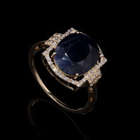 5.04 Ct Oval Mixed Cut Natural Sapphire 14K Gold Ring