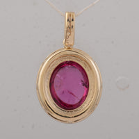 3.25 Ct Oval Tourmaline 9K Gold Pendant