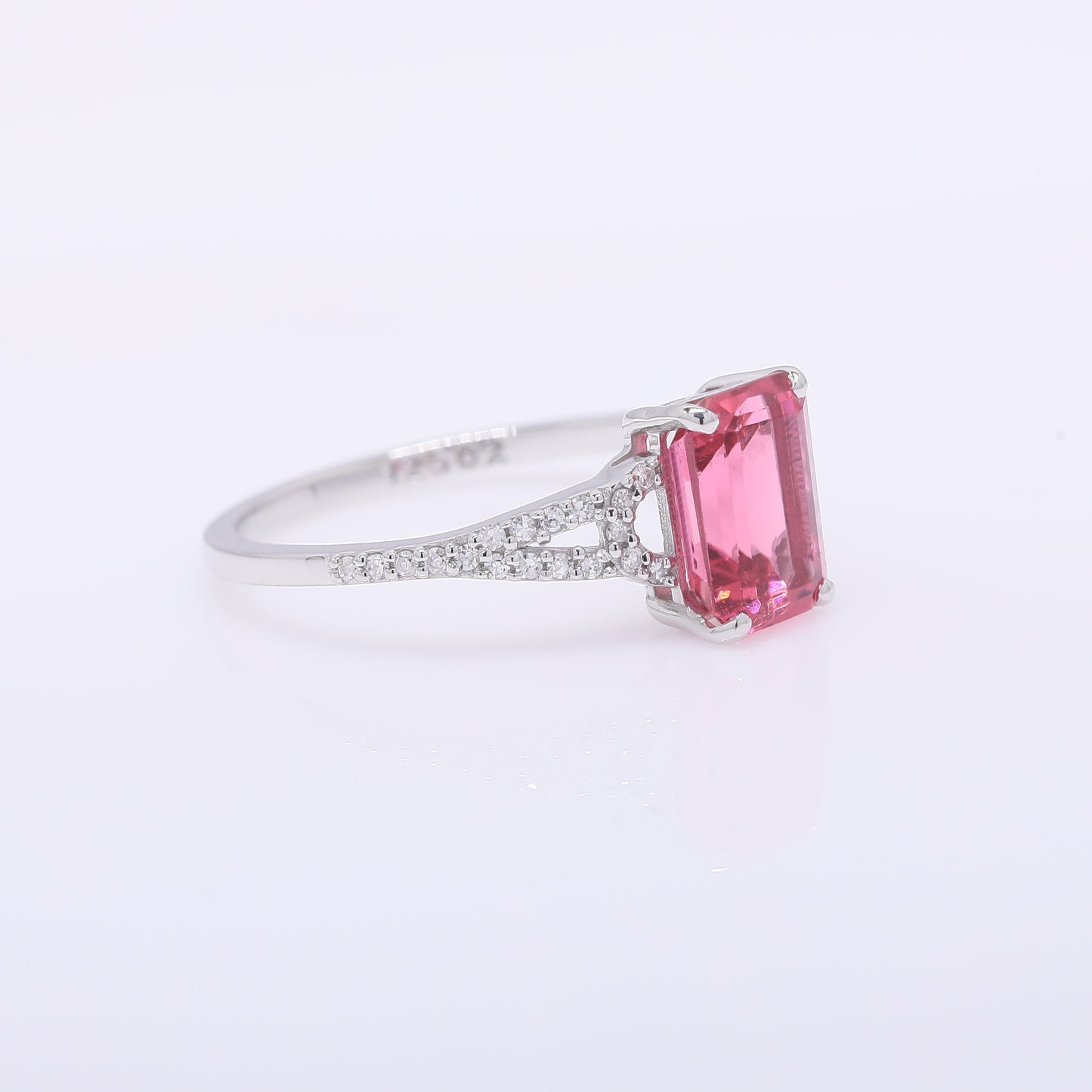 1.81 Ct Octagon Step Cut Natural Pink Tourmaline 950 Platinum Ring