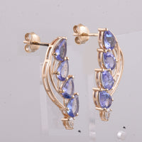 2.61 Ct Pear Natural Tanzanite 14K Gold Earrings