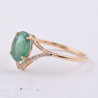 1.28 Ct Oval Natural Emerald 14K Gold Ring