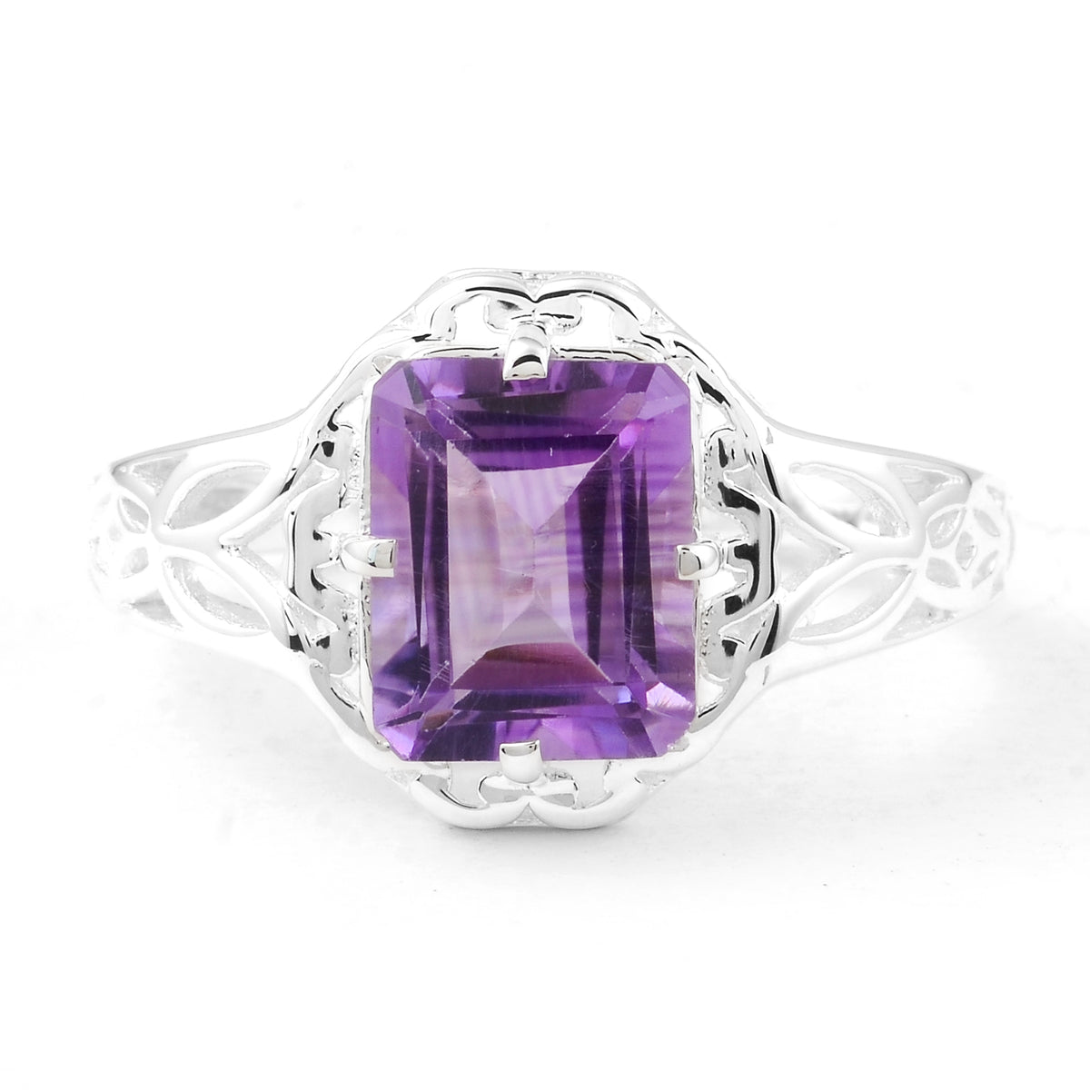 2.85 Ct Octagon Amethyst 925 Sterling Silver Ring