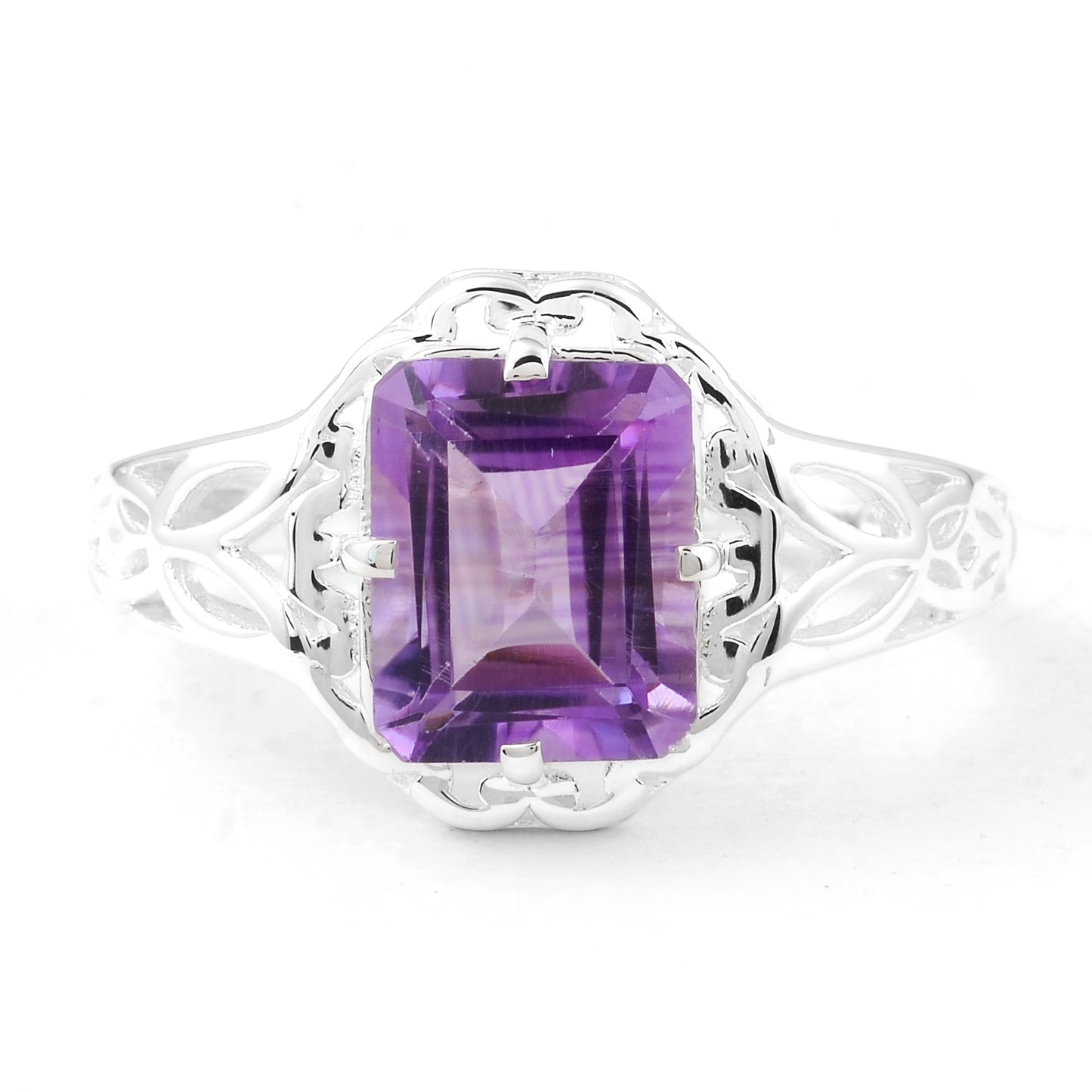 2.85 Ct Octagon Amethyst 925 Sterling Silver Ring