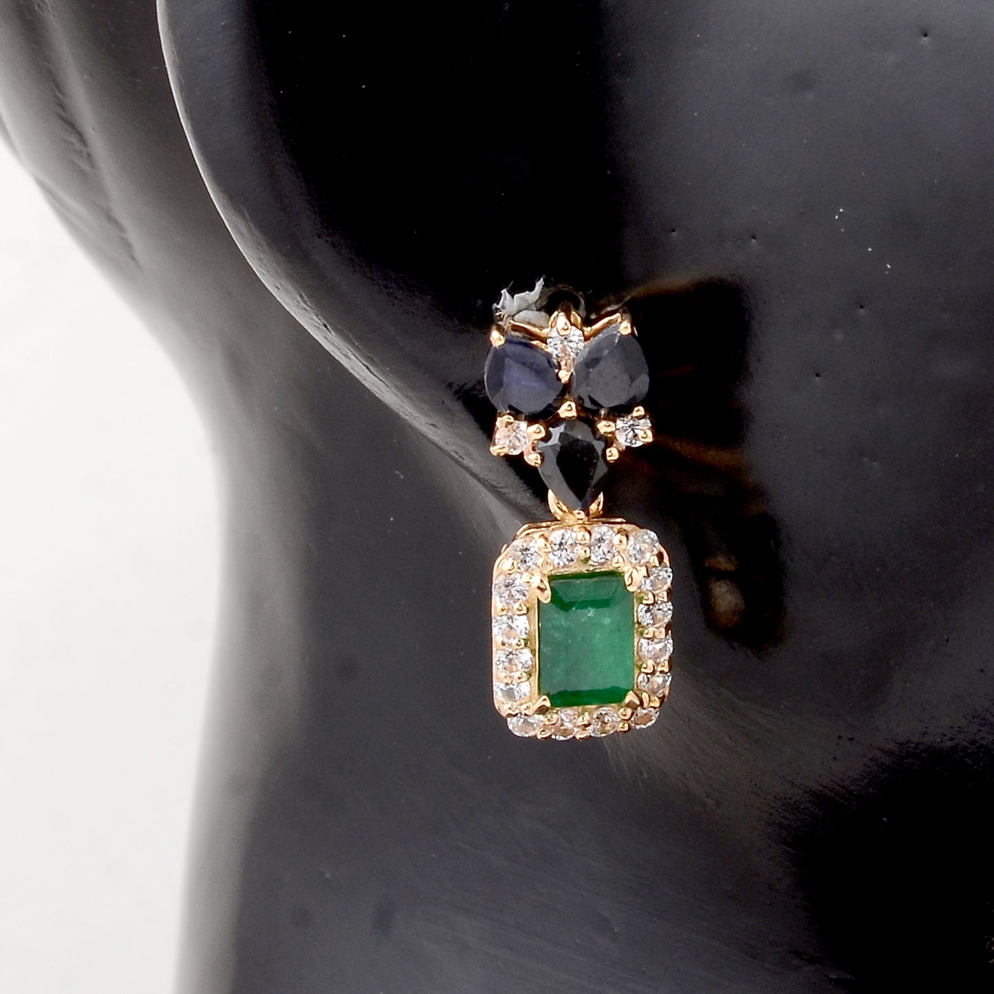 3.47 Ct Octagon Emerald 14K Gold Earrings