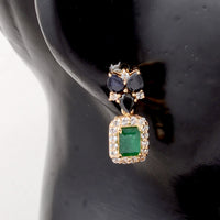 3.47 Ct Octagon Emerald 14K Gold Earrings
