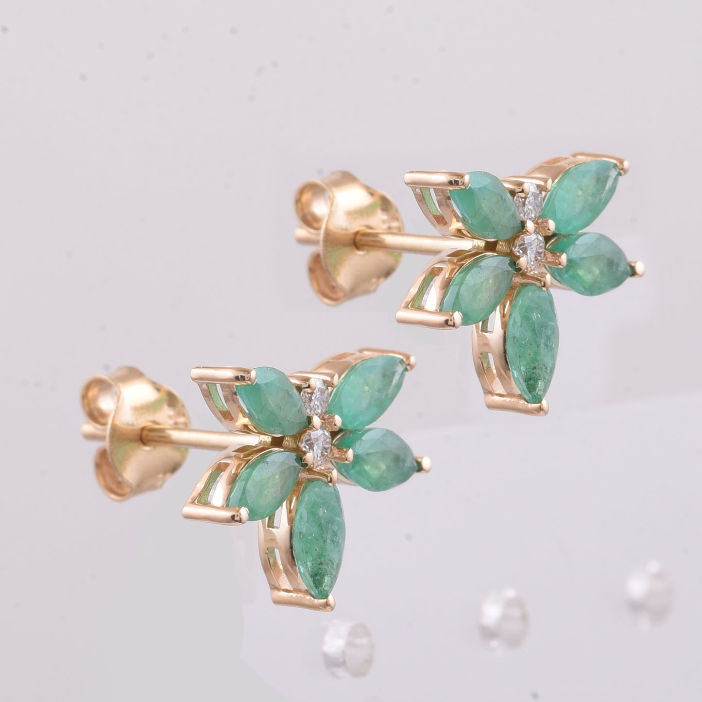 1.56 Ct Marquise Natural Emerald 14K Gold Earrings