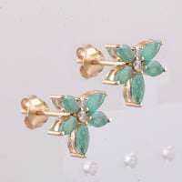 1.56 Ct Marquise Natural Emerald 14K Gold Earrings