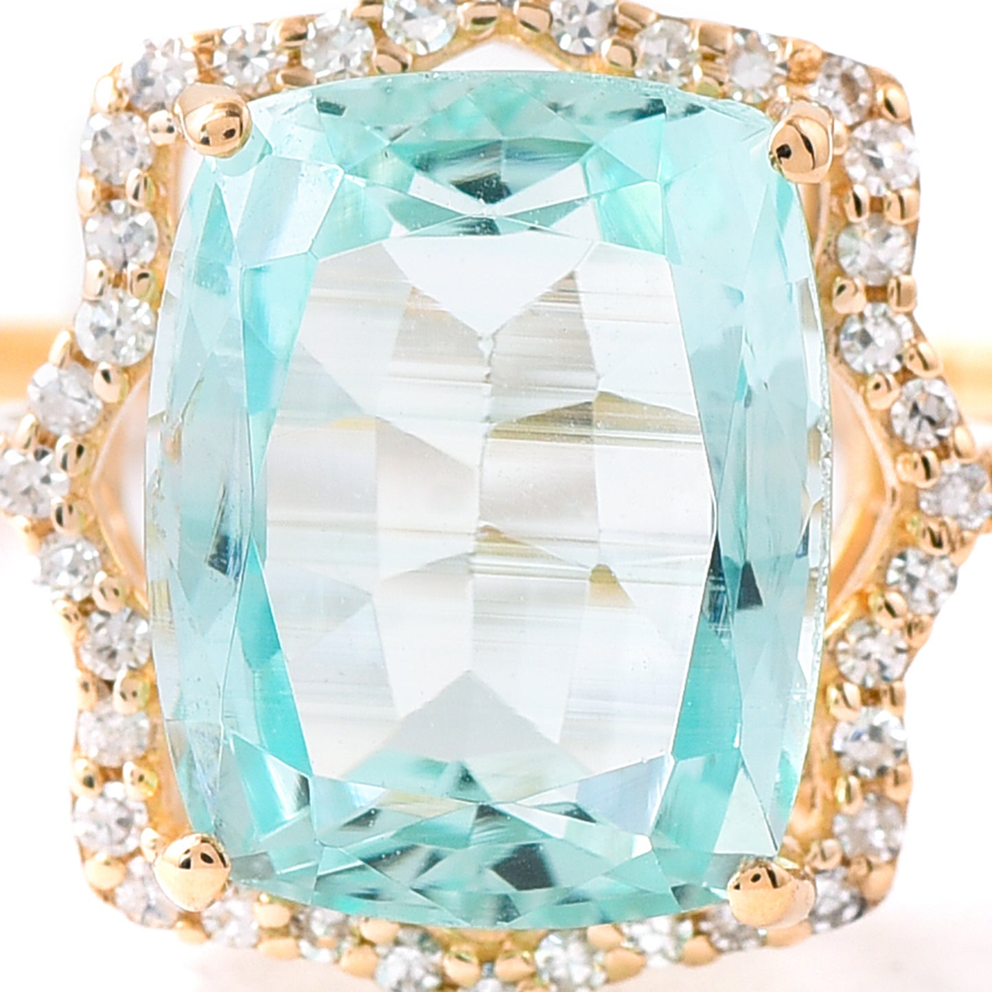 3.65 Ct Cushion Mixed Cut Natural Emerald 14K Gold Ring