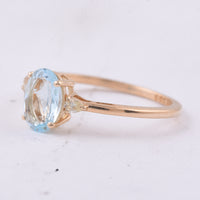 1.10 Ct Oval Natural Aquamarine 14K Gold Ring