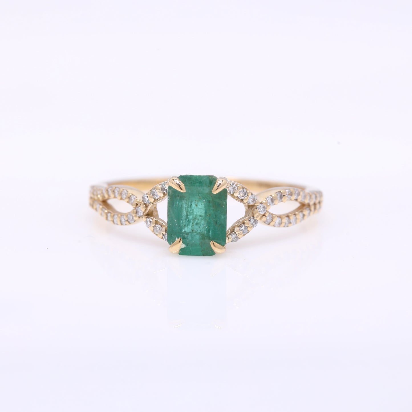 1.24 Ct Octagon Step Cut Natural Emerald 14K Gold Ring