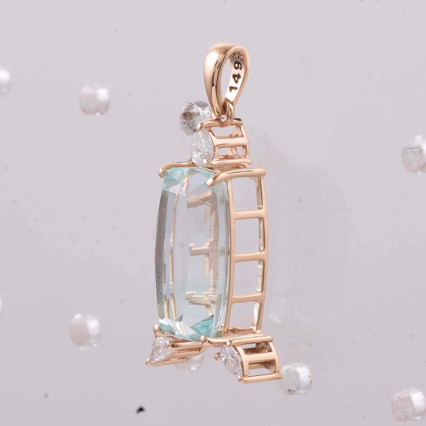 3.68 Ct Cushion Natural Beryl 14K Gold Pendant