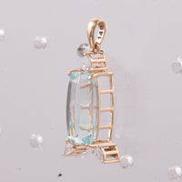3.68 Ct Cushion Natural Beryl 14K Gold Pendant