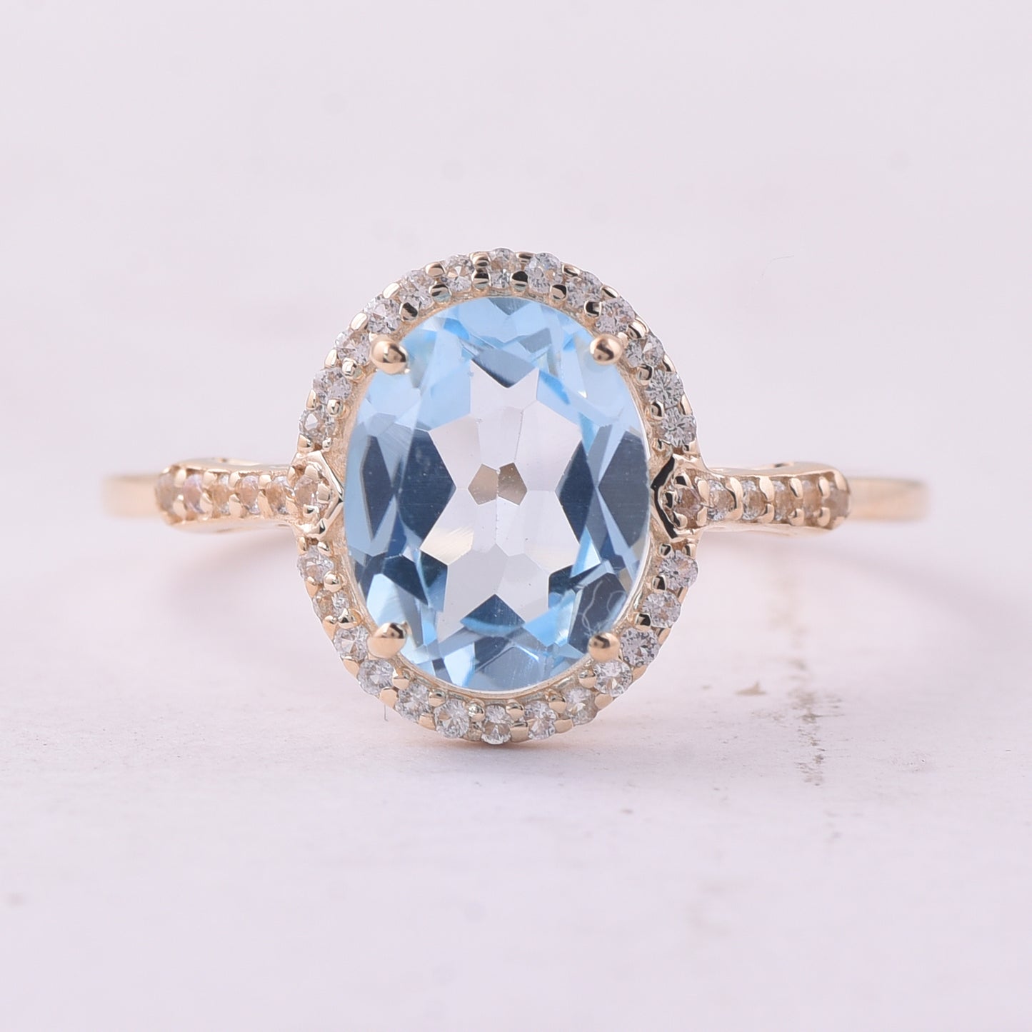 2.24 Ct Oval Blue Topaz 9K Gold Ring