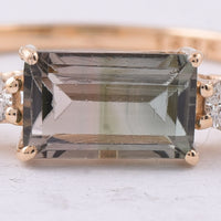 1.10 Ct Rectangle Step Cut Natural Tourmaline 14K Gold Ring
