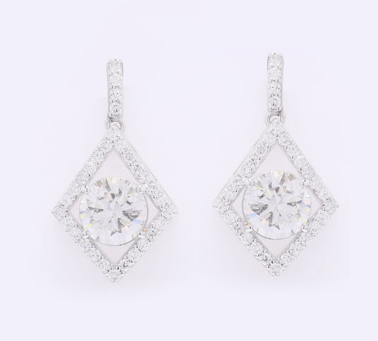 3.98 Carats Lab Grown Diamond 14K Gold Earrings