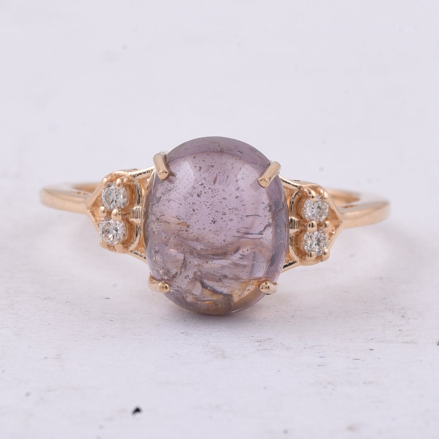 5.48 Ct Oval Cabochon Cut Natural Spinel 14K Gold Ring