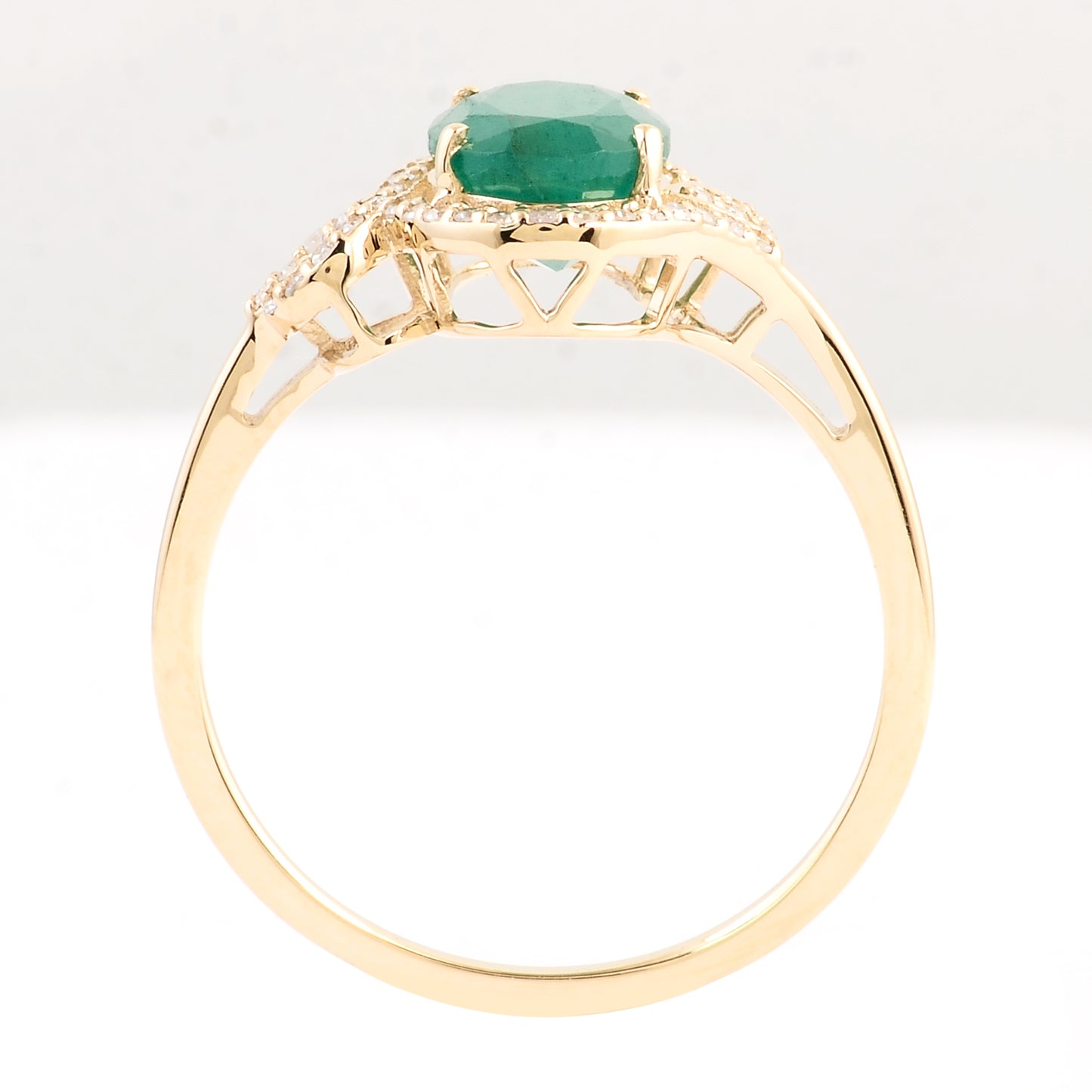 1.52 Ct Oval Mixed Cut Natural Beryl Emerald 14K Gold Ring