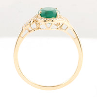 1.52 Ct Oval Mixed Cut Natural Beryl Emerald 14K Gold Ring