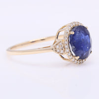 3.10 Ct Oval Mixed Cut Natural Sapphire 14K Gold Ring