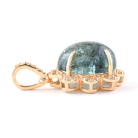4.81 Ct Oval Cabochon Cut Natural Green Tourmaline 14K Gold Pendant