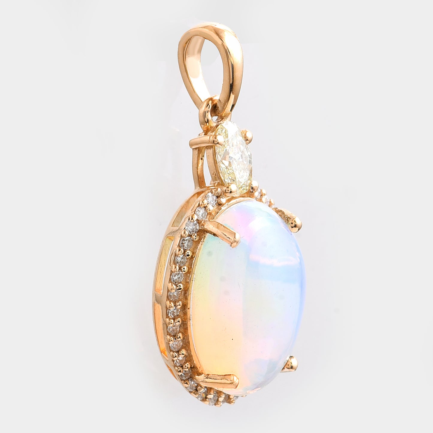 2.50 Ct Oval Cabochon Cut Natural Opal 14K Gold Pendant