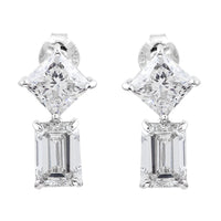 4.04 Ct Square, Octagon Lab Grown Diamond 14K Gold Earrings