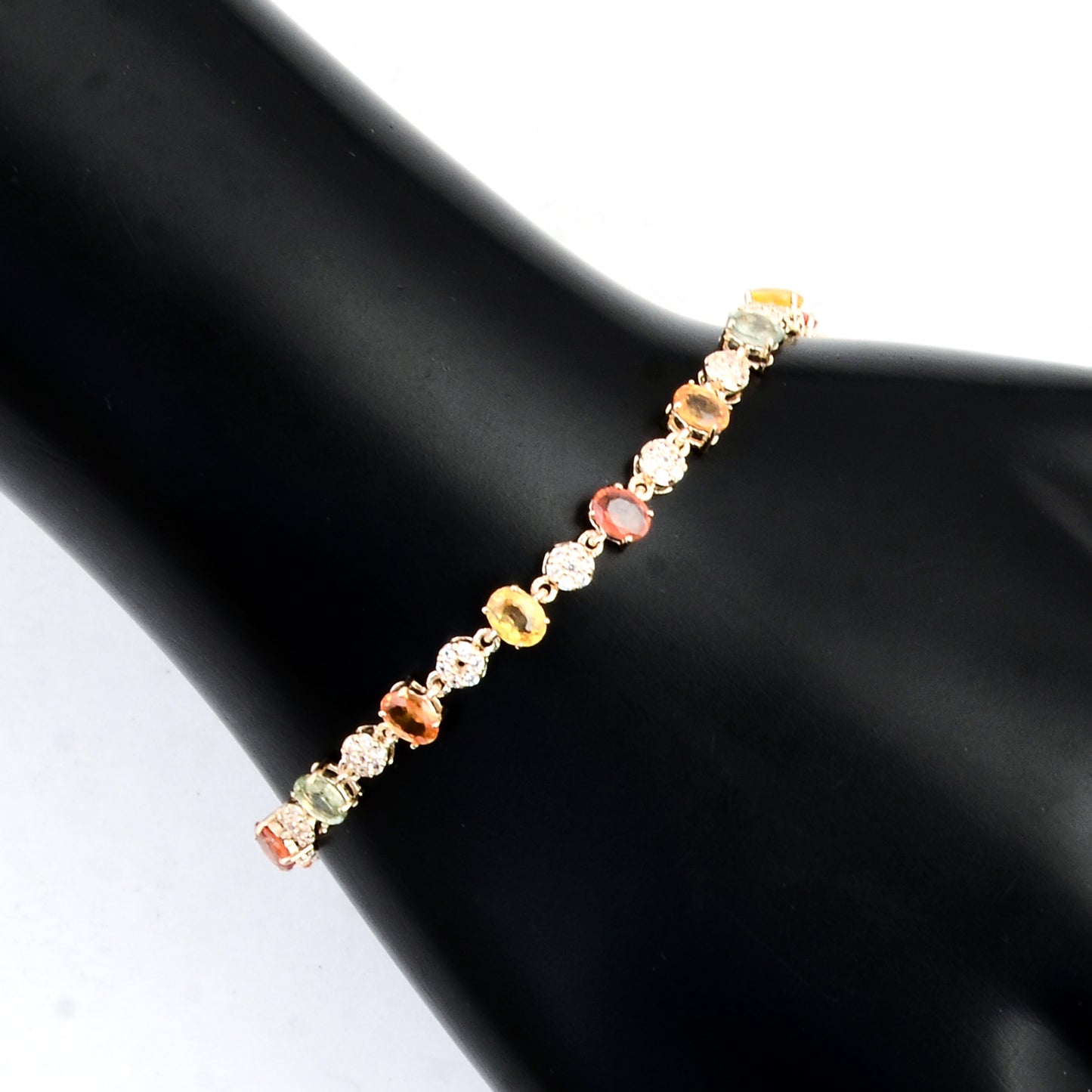 4.47 Ct Oval Multi Sapphire 14K Gold Bracelet
