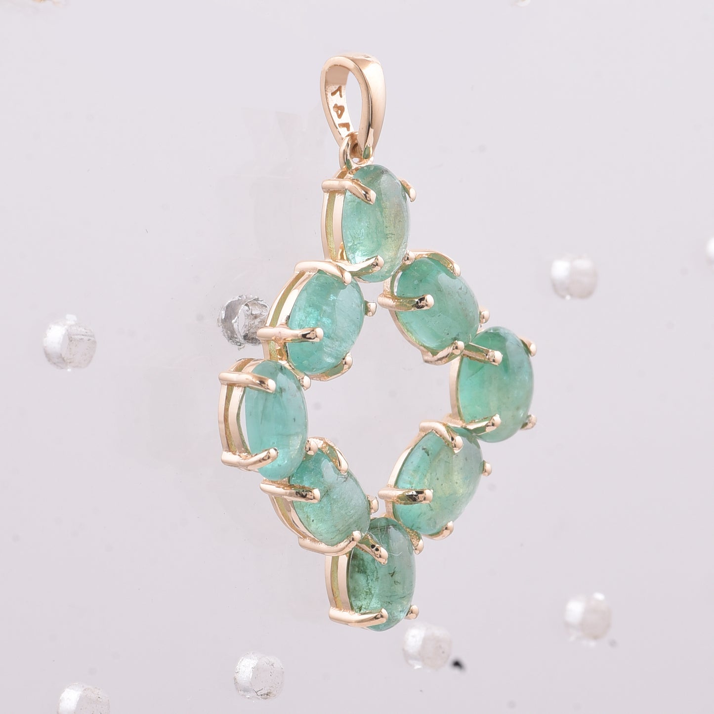 3.94 Ct Oval Cabochon Cut Natural Emerald 14K Gold Pendant