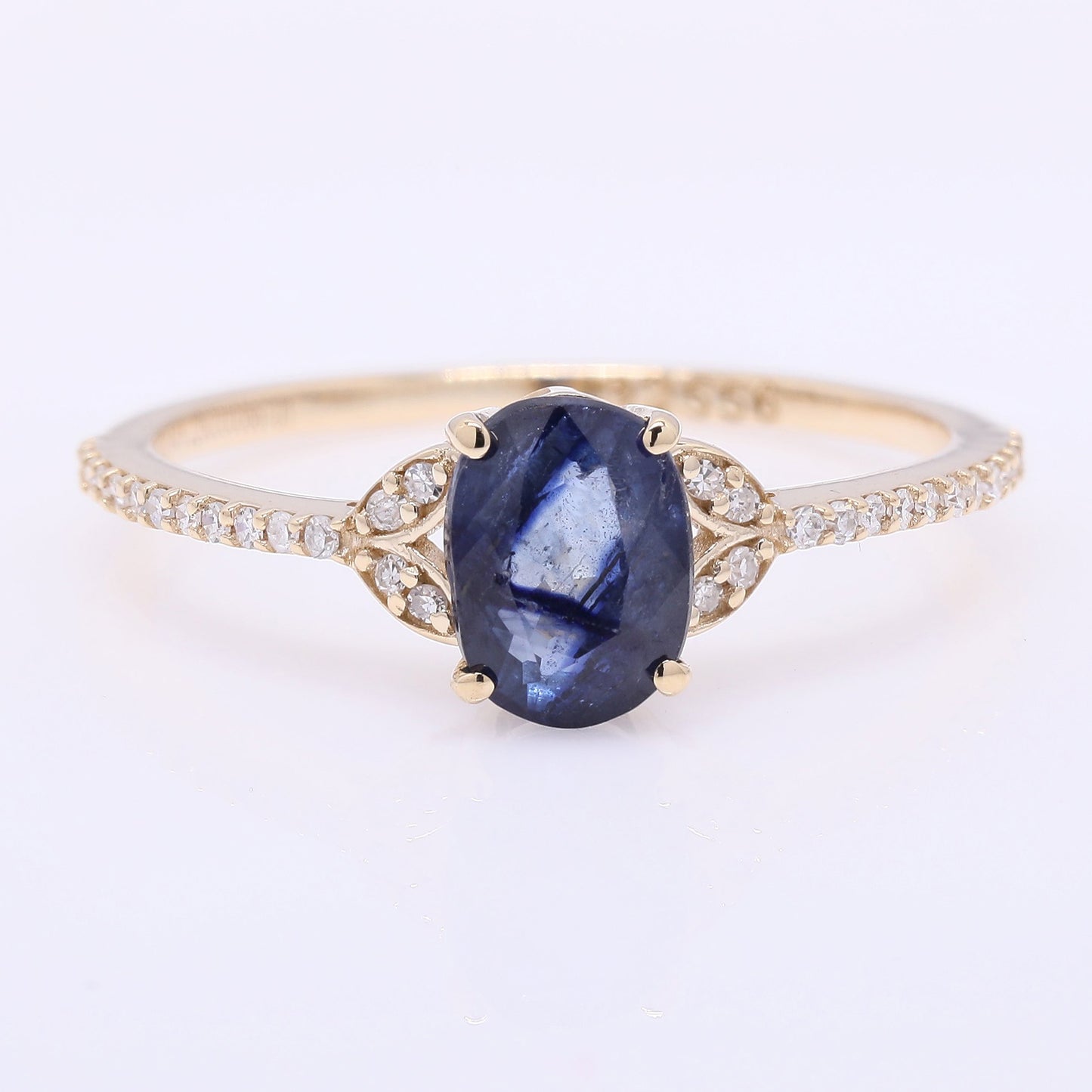1.43 Ct Oval Mixed Cut Natural Sapphire 14K Gold Ring