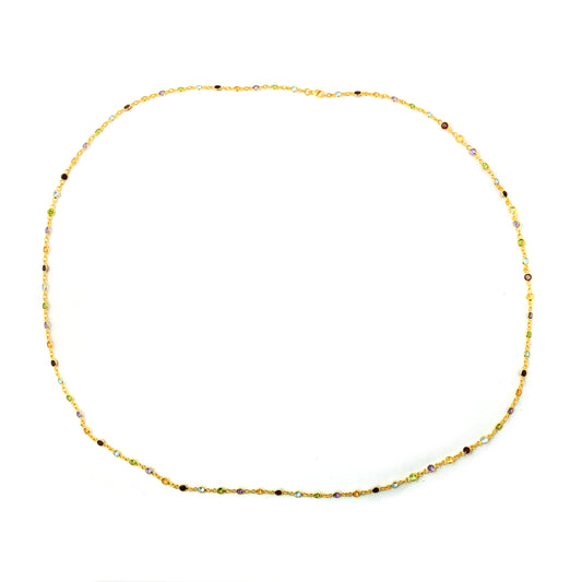 22.71 Ct Round Garnet, Peridot, Blue Topaz, Citrine, Amethyst 925 Sterling Silver Necklace