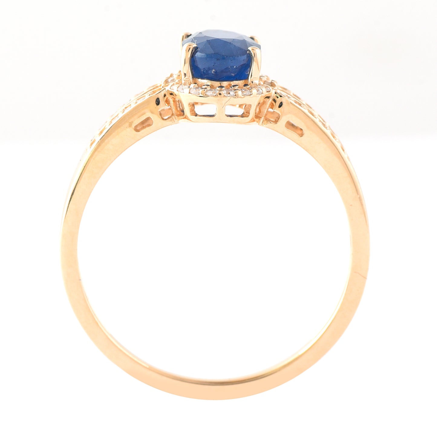 1.53 Ct Oval Mixed Cut Natural Sapphire 14K Gold Ring