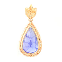 4.02 Ct Pear Mixed Cut Natural Tanzanite 14K Gold Pendant