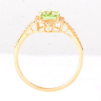 1.59 Ct Cushion Natural Eridot 14K Gold Ring