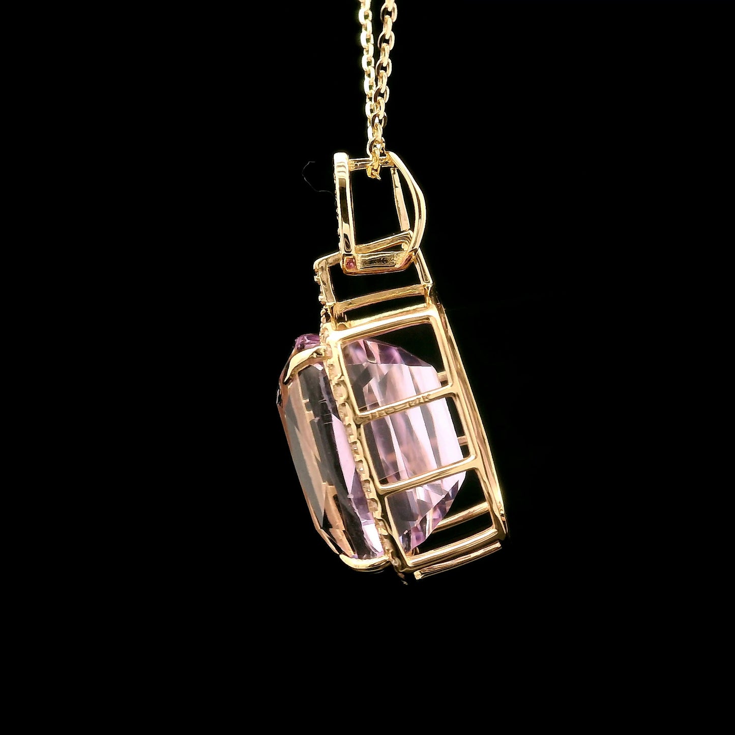 9.68 Ct Cushion Kunzite 14K Gold Pendant