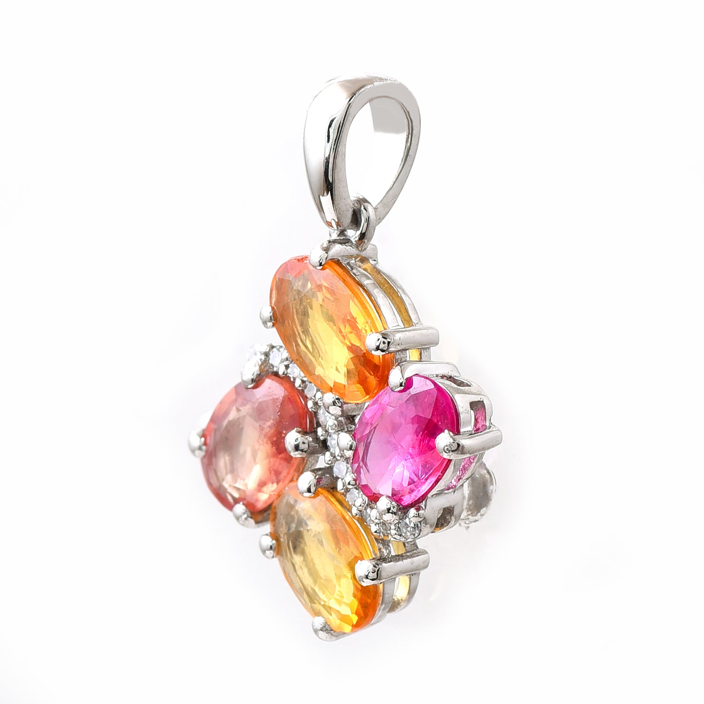 2.19 Ct Oval Multi Sapphire 950 Platinum Pendant
